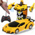 遥控变形车充电遥控车感应变身金刚机器人电动遥控汽车儿童玩具车(黄色 电池版)第2张高清大图