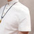 帛依恋夏季新款男装韩版修身大码纯色立领棉麻短袖衬衫(藏青色 3XL)第4张高清大图