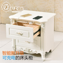 拉斐曼尼 欧式床头柜 法式白色柜子 实木床头柜 收纳柜 FB012(象牙白 580mm(USB）)