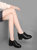 真皮女士皮鞋粗跟中跟软皮久站不累黑色工作鞋2022年新款深口单鞋(39 黑色/5395-1鞋头中缝(跟高5cm))第2张高清大图
