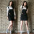 Mistletoe新款裙子秋韩版女装 撞色打底衫长袖两件套背带连衣裙(黑色 XL)第4张高清大图