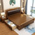 吉木多 橡胶木实木床1.8米现代中式软包床1.5米主卧双人床(1.8*2米海棠色 床+床垫)第3张高清大图