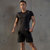 卡郎琪 男士2018年夏季新款跑步运动套装 男健身短袖短裤晨跑速干衣夏天两件套宽松夏季服装薄(KLQQQC443-AD62黑两件套 XXXL)第3张高清大图