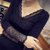 霓美舒 保暖内衣女加厚加绒时尚性感修身女神蕾丝V领女神秋衣冬季内穿外穿单件上衣紧身打底衫（8886蕾丝）(黑色 M)第3张高清大图
