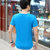 帛莱尼(bolainy)夏季新款男士短袖T恤韩版圆领修身纯棉短T时尚印花半袖B1538(湖蓝色 XXXL)第5张高清大图