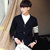 韩版男装 2016秋季新款男式毛衣 针织开衫 男士毛衣(黑色 XXL)第5张高清大图
