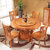 乔林曼兰 餐桌椅 橡木 现代中式实木旋转餐桌椅组合套装(1.3m柚木色 一桌10椅)第4张高清大图