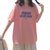 小清新圆领字母短袖打底衫女夏季韩版休闲T恤女上衣(粉色 M)第5张高清大图