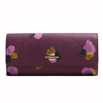 COACH 蔻驰 女士新款花卉印花涂层帆布柔软钱包53751(紫色)