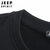 JEEP吉普2022春秋新款纯色圆领卫衣青年潮款套头衫长袖弹力休闲打底上衣时尚运动百搭T恤(HL-2021黑色 XL)第6张高清大图