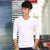 2017春装新款男士纯色圆领长袖t恤 韩版棉质修身打底衫 D803(v领黑色)第4张高清大图