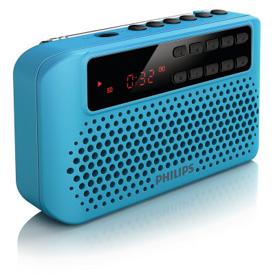 飞利浦插卡音响 SBM120 U盘便携晨练收音机 老人音箱 MP3播放器 数字选歌(蓝色 标配（不含内存卡）)