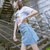 夏女学生a字裙牛仔裙女2018新款短裙半身裙(蓝色 2XL)第2张高清大图