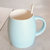 豪峰 陶瓷马克杯杯子咖啡杯牛奶杯水杯带盖勺广告杯可加印logo(天蓝酒桶杯配盖勺)第2张高清大图