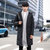 韩版羽绒服男士中长款连帽外套冬季纯色白鸭绒男装时尚潮流(黑色 4XL)第5张高清大图