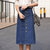 女士牛仔裙长款 时尚A字裙单排扣女裙半身裙(蓝色 L)第5张高清大图