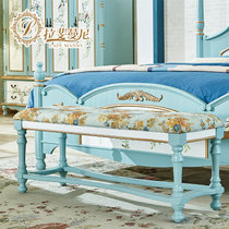 拉斐曼尼 地中海家具美式床尾凳卧室床前凳复古彩绘长凳脚凳换鞋凳穿鞋凳SHX005(深色 默认)