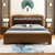 吉木多 橡胶木实木床1.8米现代中式软包床1.5米主卧双人床(1.8*2米海棠色 床+床垫)第4张高清大图