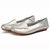 AICCO  春季新款牛皮豆豆鞋子舒适透气女鞋平底鞋夏季单鞋鞋子139-1(银色 36)第3张高清大图
