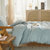 简约格子A类水洗棉超柔纯棉全棉大学生宿舍床上被套床单三件套(浅蓝素色)第8张高清大图