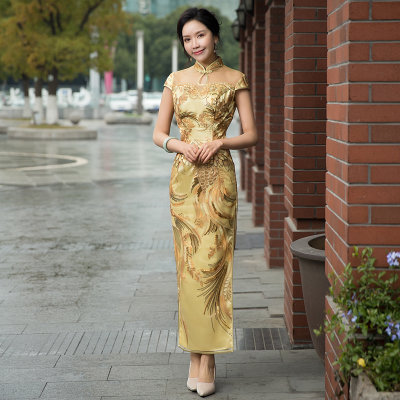 【老上海旗袍秋季2018新款女 端庄大气走秀旗