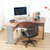 海琴办公家具 办公桌简约现代单人双人写字台创意组合老板员工桌L型转角办公电脑桌钢木结构送移动柜(1.4米桌(左转角)+柜)第2张高清大图