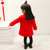 女童刺绣旗袍2018秋冬季新款儿童新年拜年服中小童夹棉加厚连衣裙(130（身高120-130） 红色)第5张高清大图