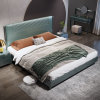 吉木多 轻奢极简实木床双人床1.8米墨绿色北欧简约卧室1.5米高箱储物床(1.8*2米 单床)