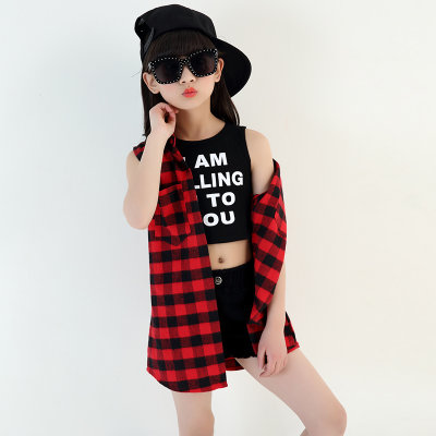 【新款儿童爵士舞服装女童演出服舞蹈街舞服露