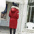 2018新款过膝冬季外套连帽貉子毛领修身韩版男士情侣款羽绒服女中长款加厚L8809(红色 XL)第3张高清大图