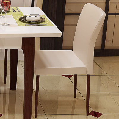 伊美芳妮（Emayfongn）烤漆现代餐桌椅组合 时尚方形创意餐桌钢化玻璃伸缩餐桌北欧简约(图片色 伸缩餐桌+6张椅子)