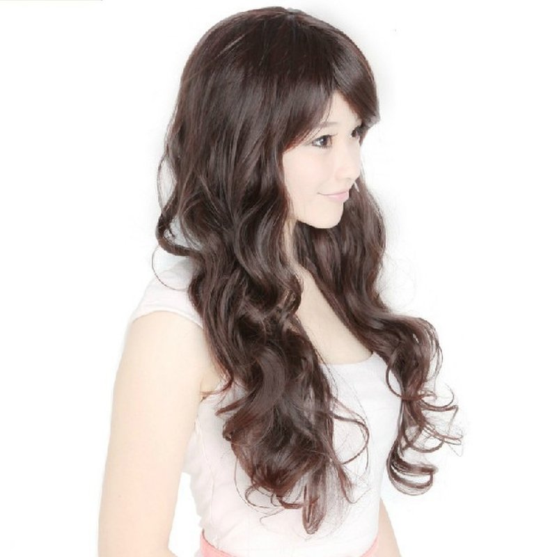 贝丽丝假发 长卷 蓬松 修饰圆脸方脸 女 假发长卷发(深棕色(模特色))