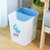 家用无盖壁挂式垃圾桶子母分类桶(白色卫生桶+蓝色壁挂桶)第4张高清大图