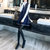2018新款洋气秋冬季毛衣裙两件套背心裙针织连衣裙套装女(蓝色 XL)第3张高清大图