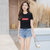 Dream Gate 夏季2021莱卡棉字母印花短袖修身休闲韩版女士T恤女装(白色 M)第3张高清大图
