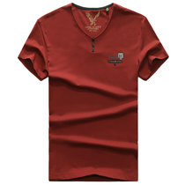 1809夏装新款战地吉普AFSJEEP男士纯棉弹力半袖T恤衫 V领短袖polo(红色 3XL)