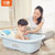 日康婴儿浴盆洗澡盆0-6岁蓝色RK-3627 带浴床坐躺两用第8张高清大图