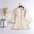 莉妮吉尔2016秋季新款时尚修身优雅纯色百搭七分袖单排扣西装外套(卡其色 XL)第3张高清大图