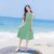 阿琳家2018夏季新款韩版修身显瘦气质小清新吊带连衣裙夏长裙裙子(绿色)(L)第2张高清大图