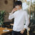 森雷司衬衫男士长袖春季韩版休闲潮流薄款衬衫(白色 M)第2张高清大图
