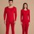 雅鹿 女式大红保暖套装XXL码红 保暖舒适第3张高清大图