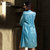 喜芬妮春秋款丝质性感蕾丝吊带长袖睡裙二件套女士睡衣家居服礼盒(6623鱼水蓝 M)第2张高清大图