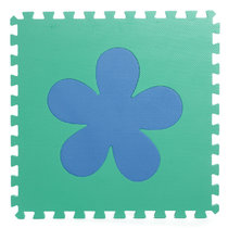 明德儿童卧室加厚双面双色爬行垫大号拼图拼接地垫60*60*2cm(蓝绿花朵 60*2.0cm 1片)