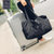 轻便手提旅行包可折叠旅行袋大容量出差登机单肩行李袋可套拉杆箱(大号加强版墨绿 大)第3张高清大图