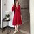 MISS LISA法式复古红色针织大摆长裙子女装御姐温柔风连衣裙C357(红色 M)第3张高清大图