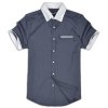 斯帕乐 时尚休闲蓝色条纹英伦风格男士短袖衬衫 3212B4005 蓝撞白 XL(175/92A)