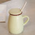 豪峰 陶瓷马克杯水杯咖啡杯牛奶杯带盖勺广告杯可加印logo(浅绿牛奶杯配盖勺)第5张高清大图