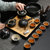 茶杯套装家用简约现代客厅办公室整套黑陶瓷茶壶茶碗日式功夫茶具(龙启壶(10头茶具))第4张高清大图