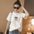 Mistletoe夏季新款圆领短袖T恤韩版刺绣卡通打底衫女装(白色 M)第4张高清大图