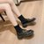 SUNTEK马丁靴女2021年新款英伦风春秋季瘦瘦单靴黑色连袜短靴子乐福女鞋(37 22177-黑色毛里)第3张高清大图